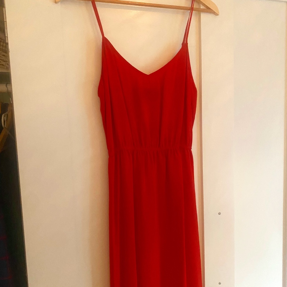 Barney's red silk thin strap dress